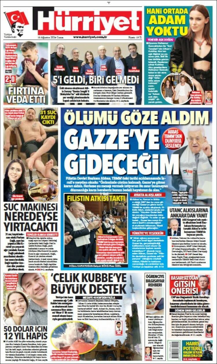 Portada de Hürriyet (Turqu&iacute;a)