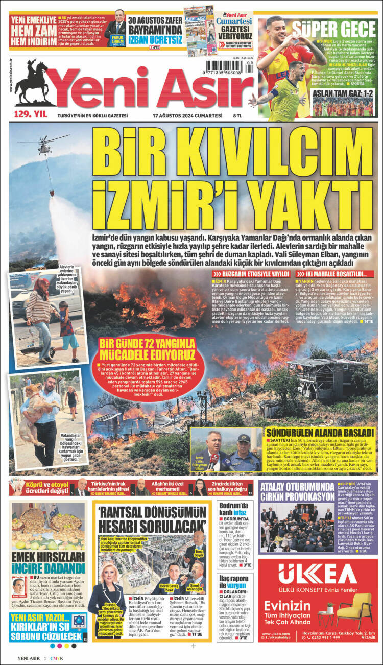 Portada de Yeni Asır (Turqu&iacute;a)