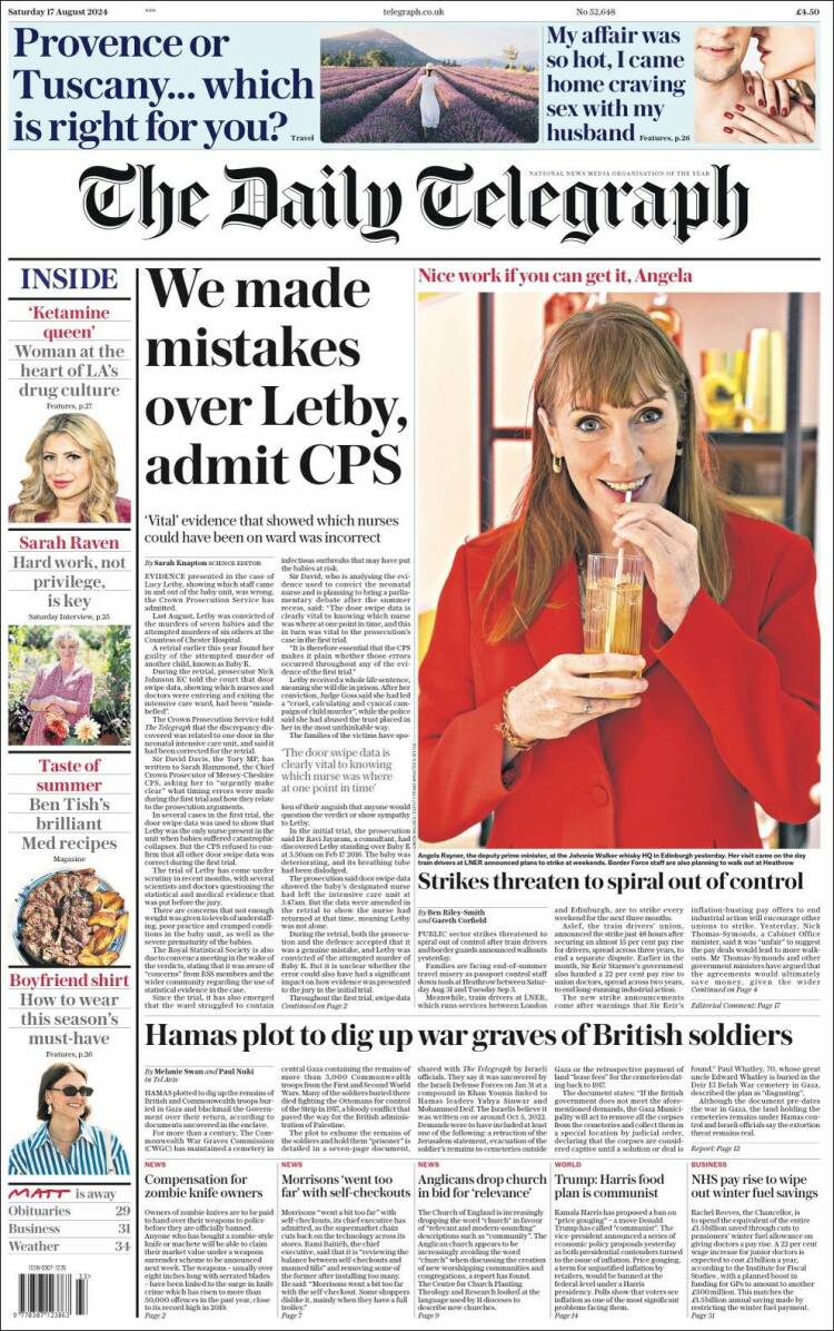 Portada de Daily Telegraph (Reino Unido)