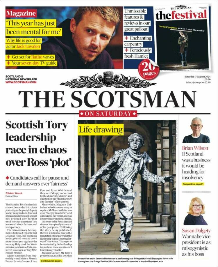 Portada de The Scotsman (Reino Unido)