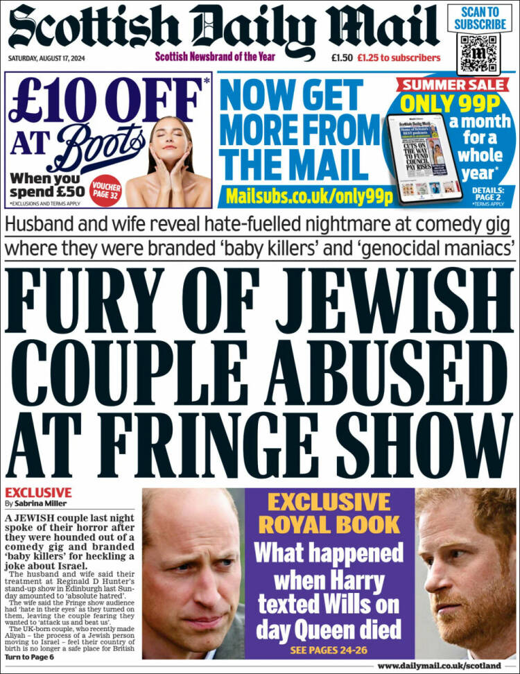 Portada de Scottish Daily Mail (Reino Unido)