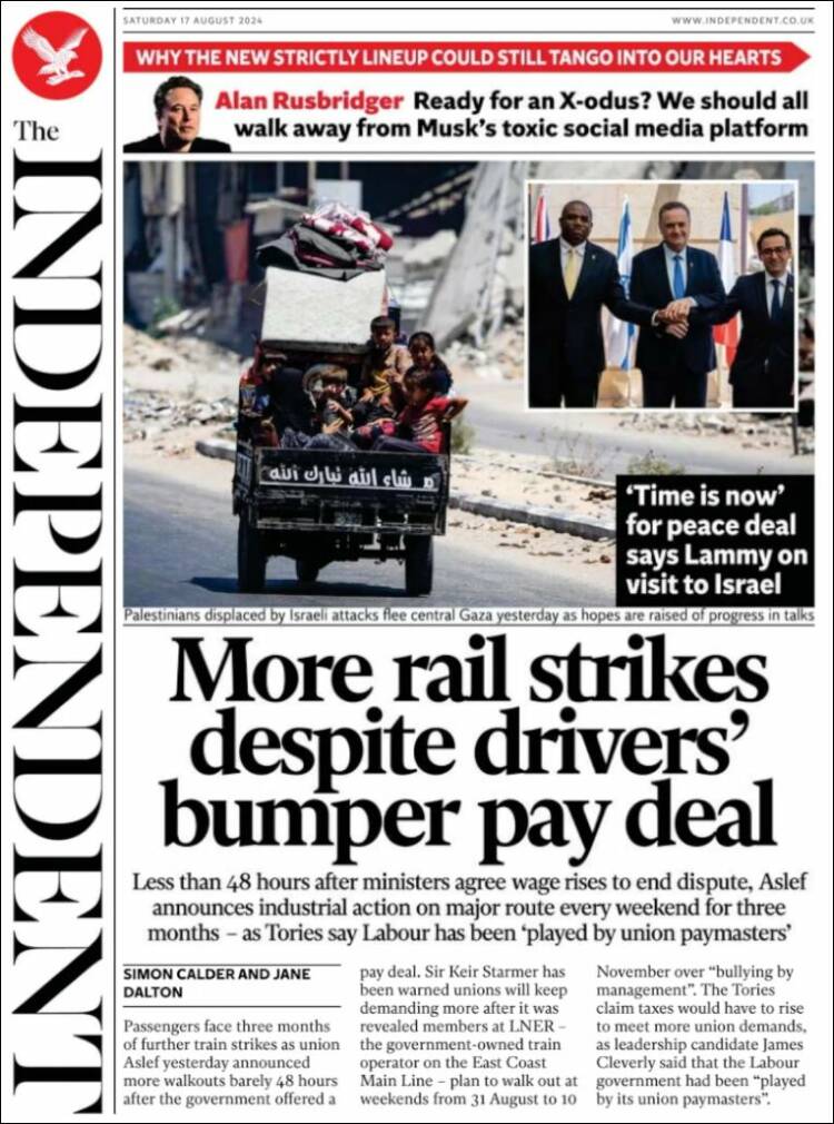 Portada de The Independent (Reino Unido)