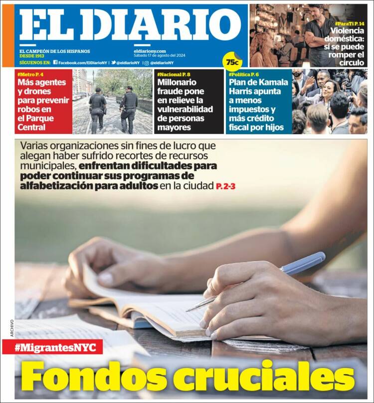 Portada de El Diario NY (USA)