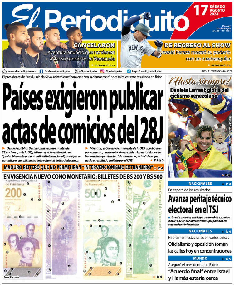 Portada de Periodiquito de Aragua (Venezuela)