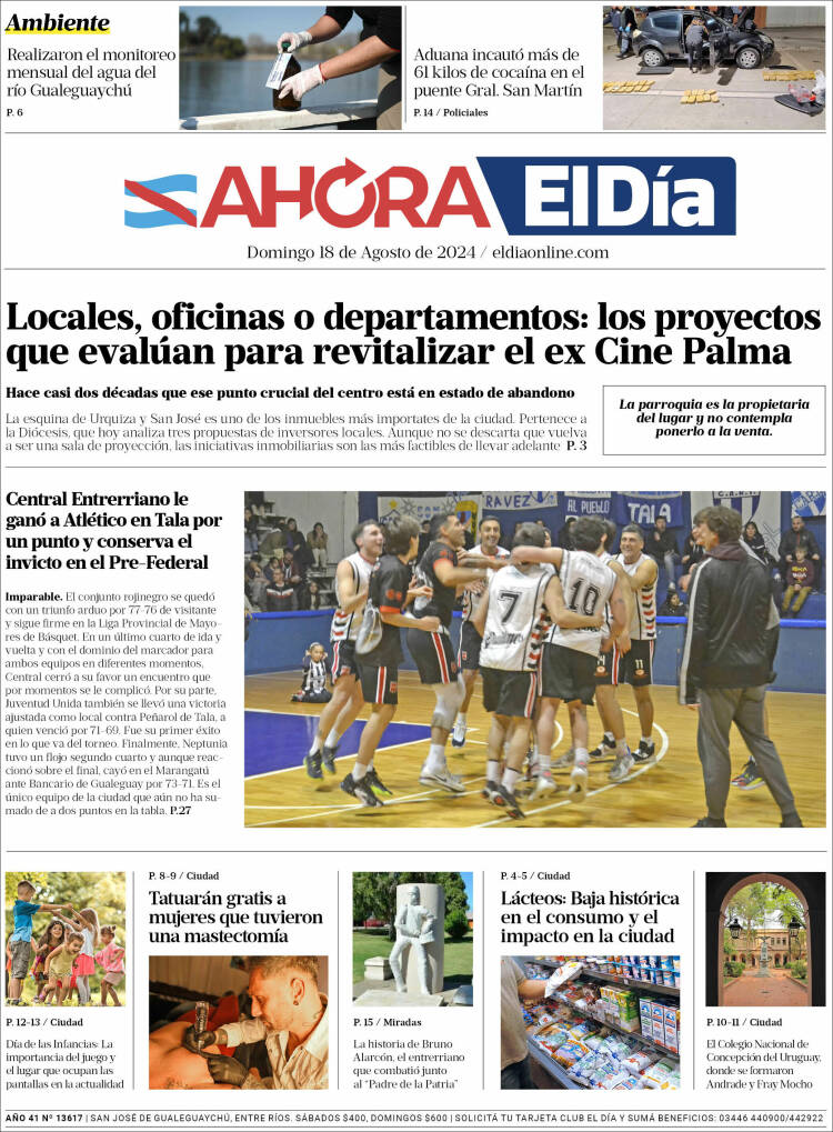 Portada de El Día de Gualeguaychú (Argentina)