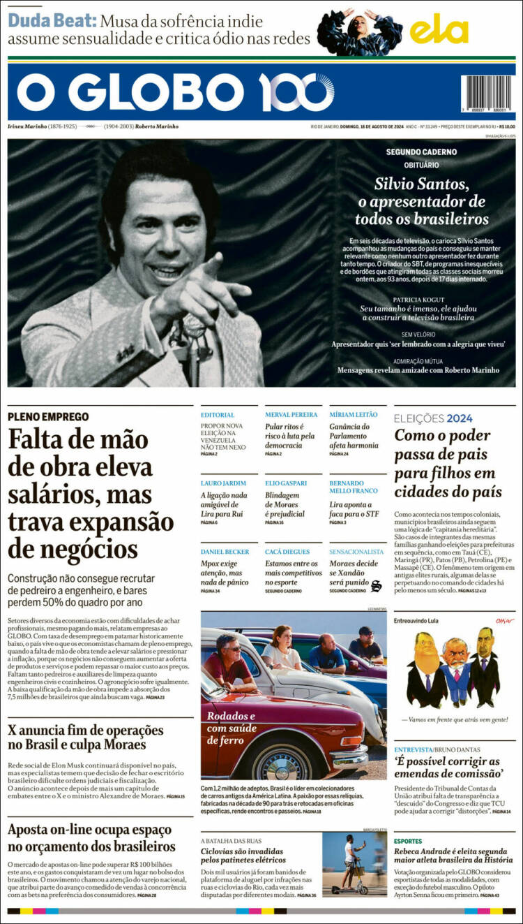 Portada de O Globo (Brasil)