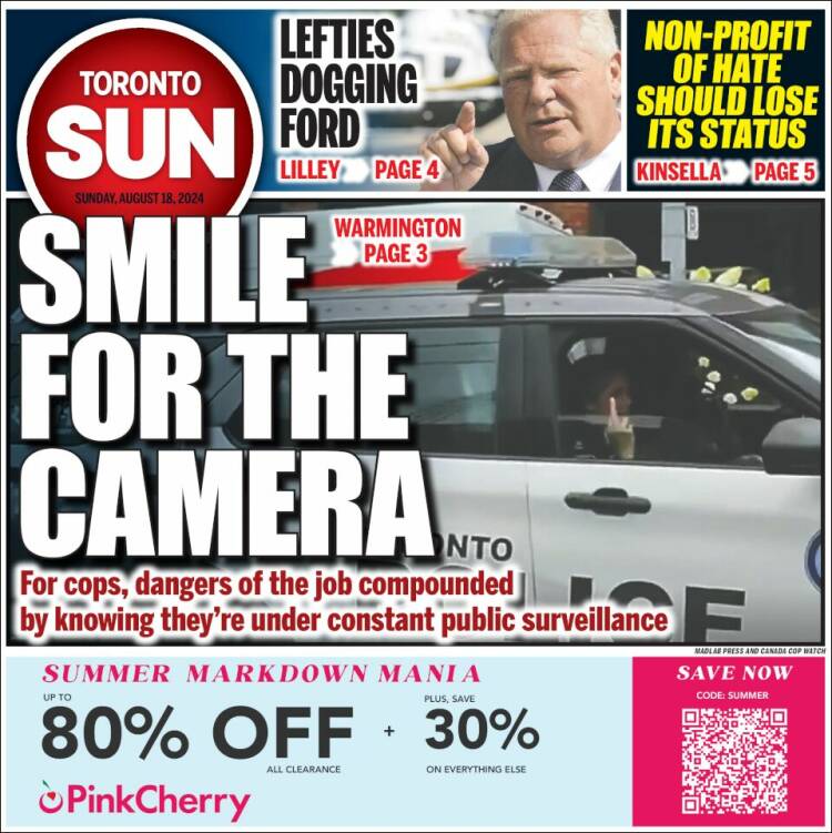 Portada de The Toronto Sun (Canadá)