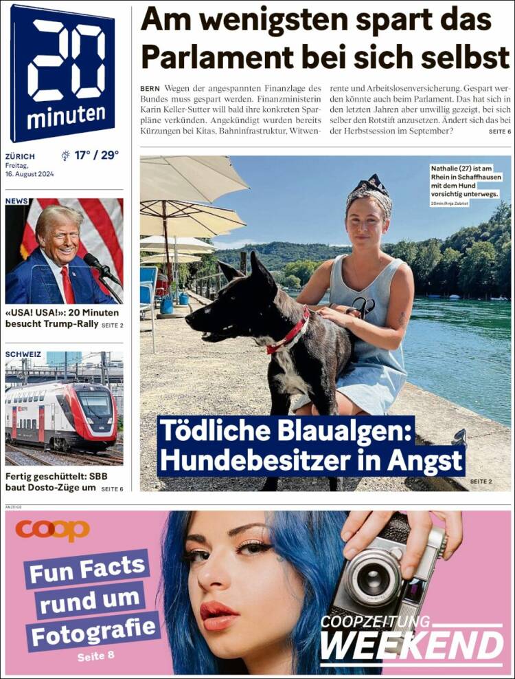 Portada de 20Minuten - Zürich (Suiza)