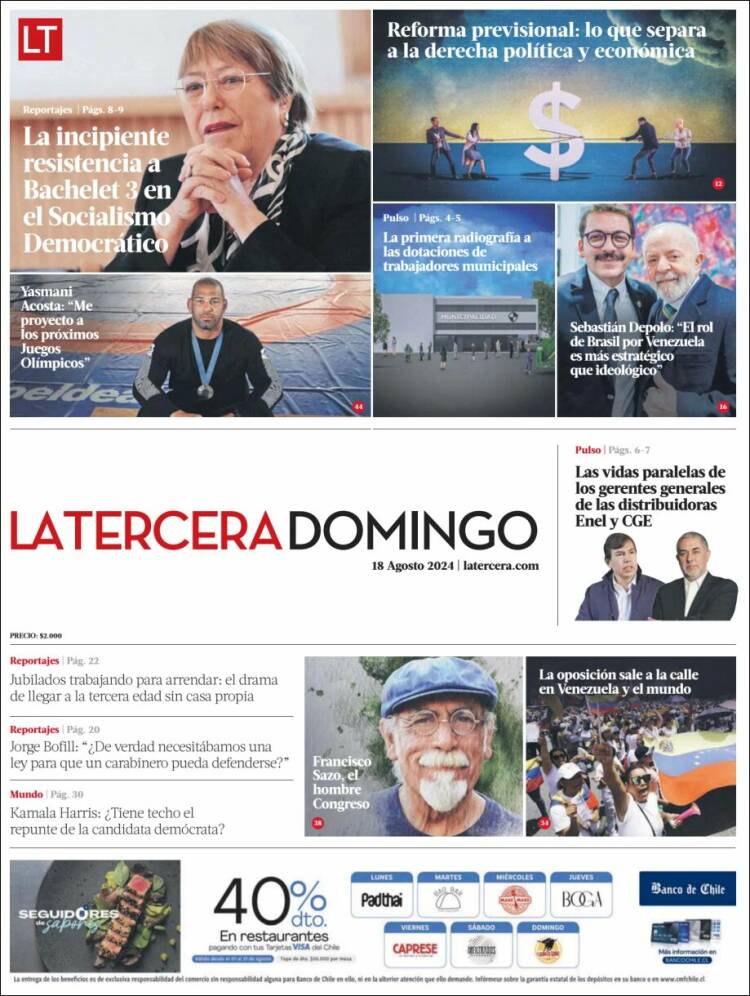 Portada de La Tercera (Chile)