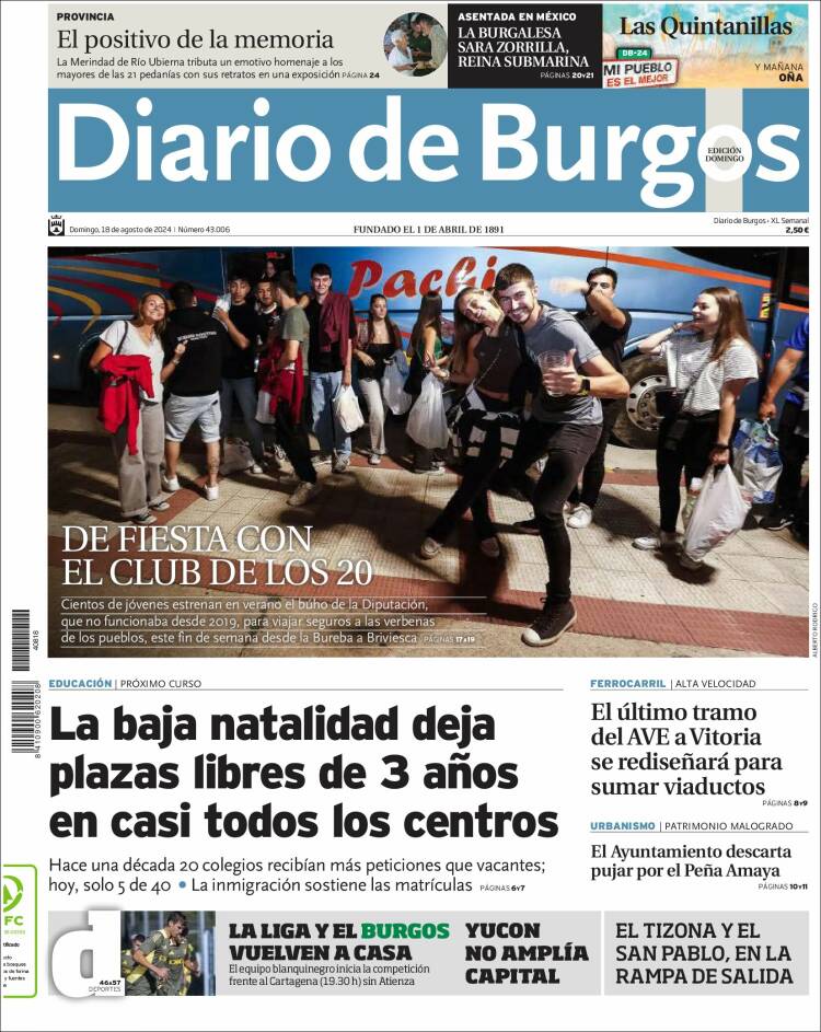 Portada de Diario de Burgos (España)