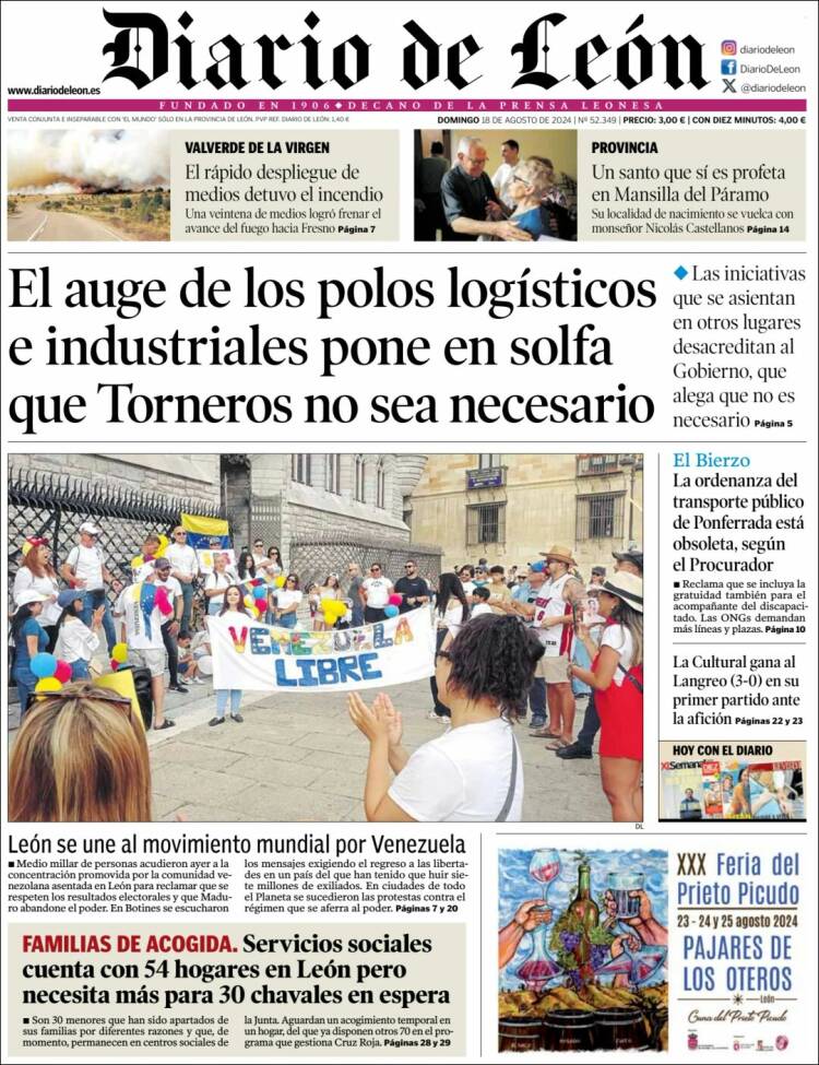 Portada de Diario de León (España)