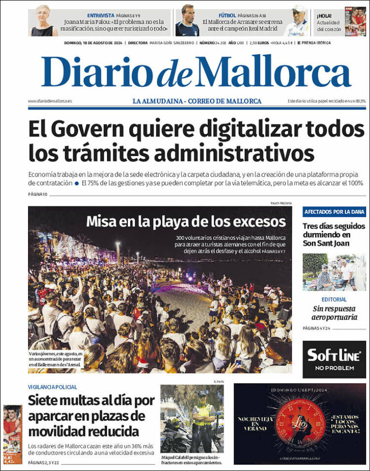 Portada de Diario de Mallorca (España)