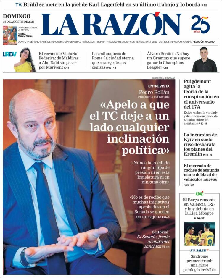Portada de La Razón (España)