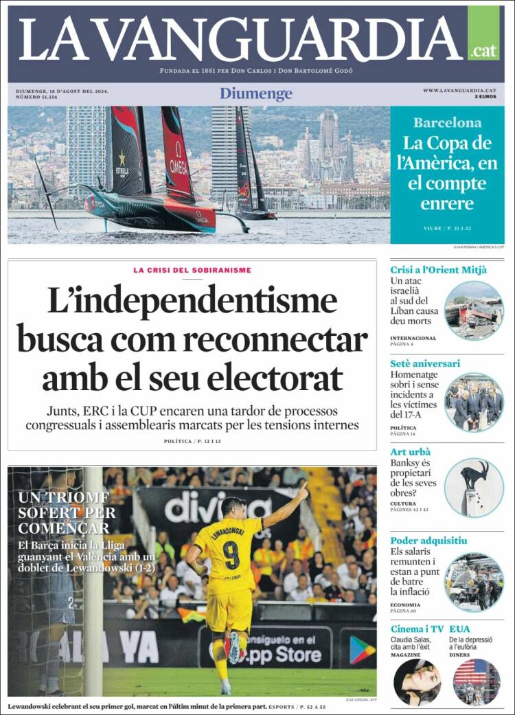 Portada de La Vanguardia (España)