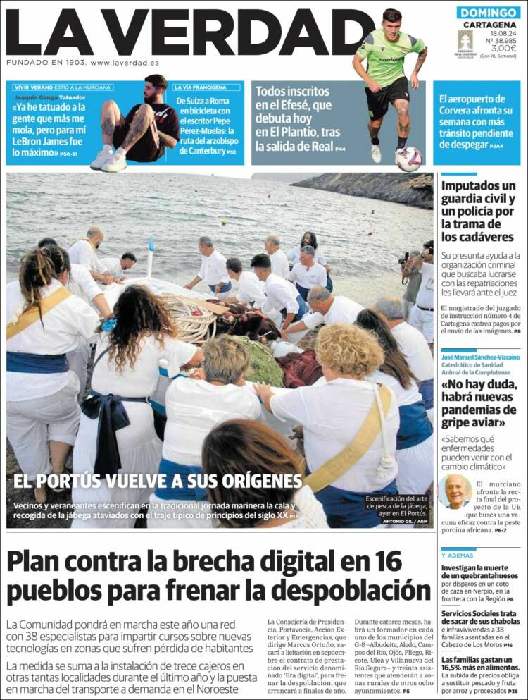 Portada de La Verdad de Cartagena (España)