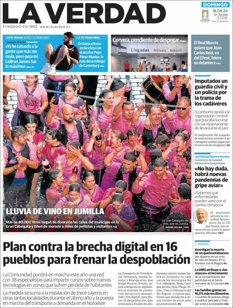 Portada de La Verdad de Murcia (España)
