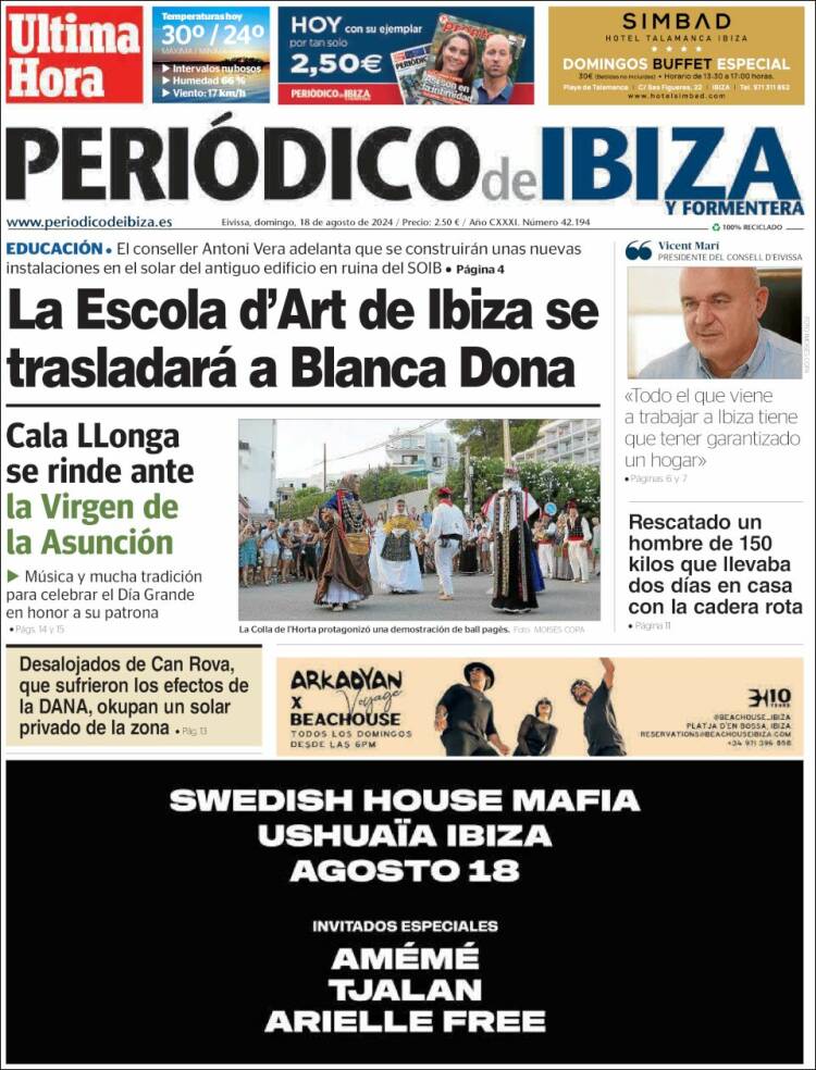 Portada de Periódico de Ibiza (España)