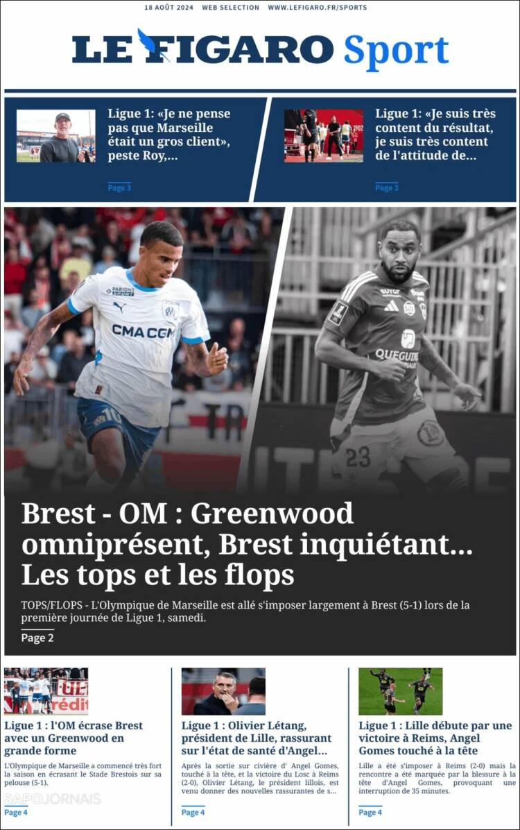 Portada de Le Figaro Sport (Francia)