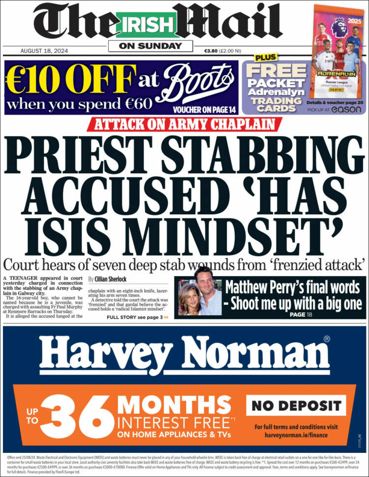 Portada de Irish Daily Mail (Irlanda)