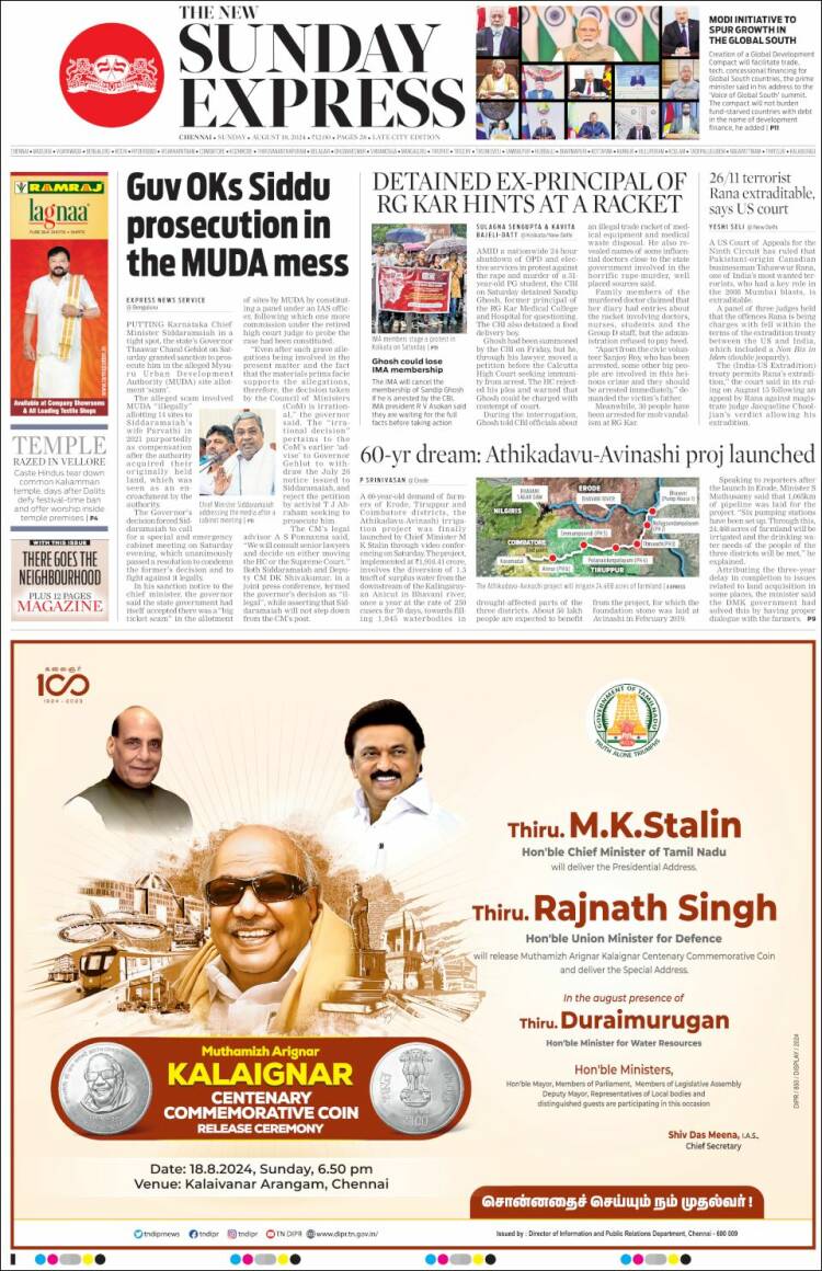 Portada de New Indian Express (India)