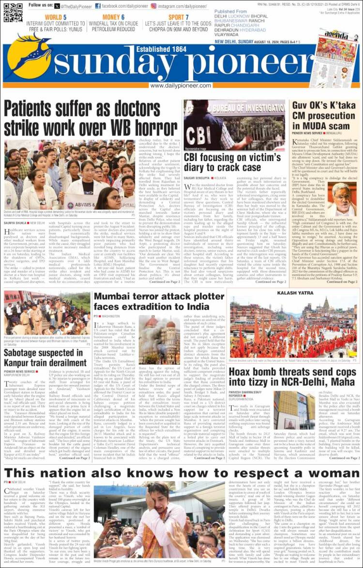 Portada de The Pioneer (India)