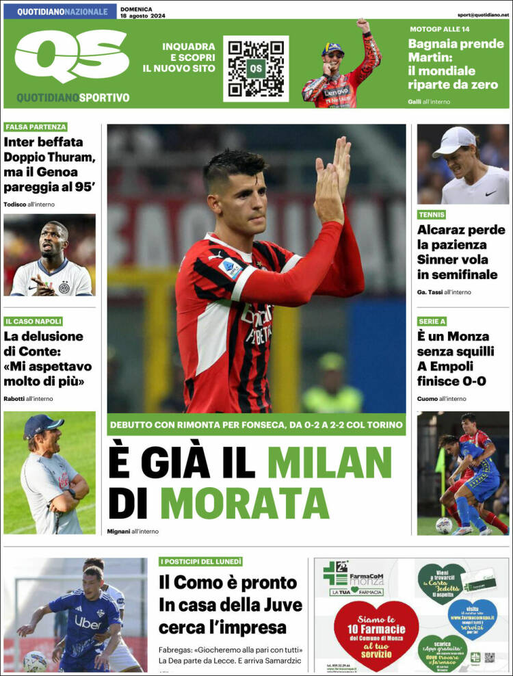 Portada de Quotidiano Sportivo (Italia)