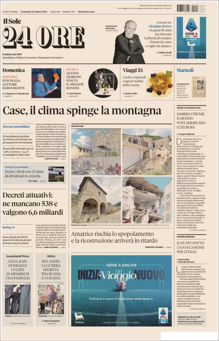 Portada de Il Sole 24 ORE (Italia)