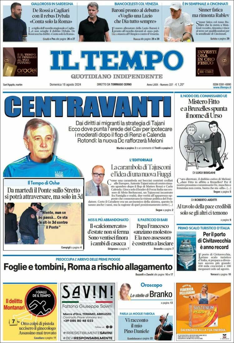 Portada de Il Tempo (Italia)