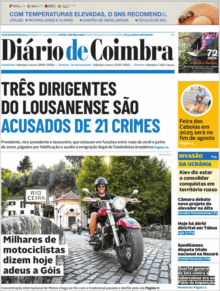 Portada de Diário de Coimbra (Portugal)
