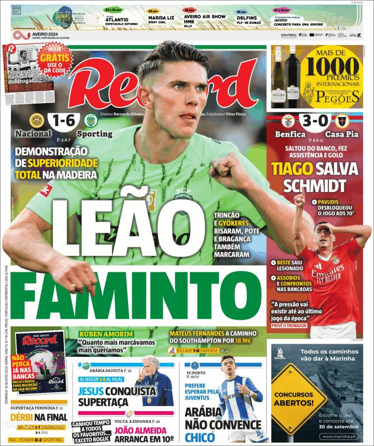 Portada de Jornal de Negócios (Portugal)