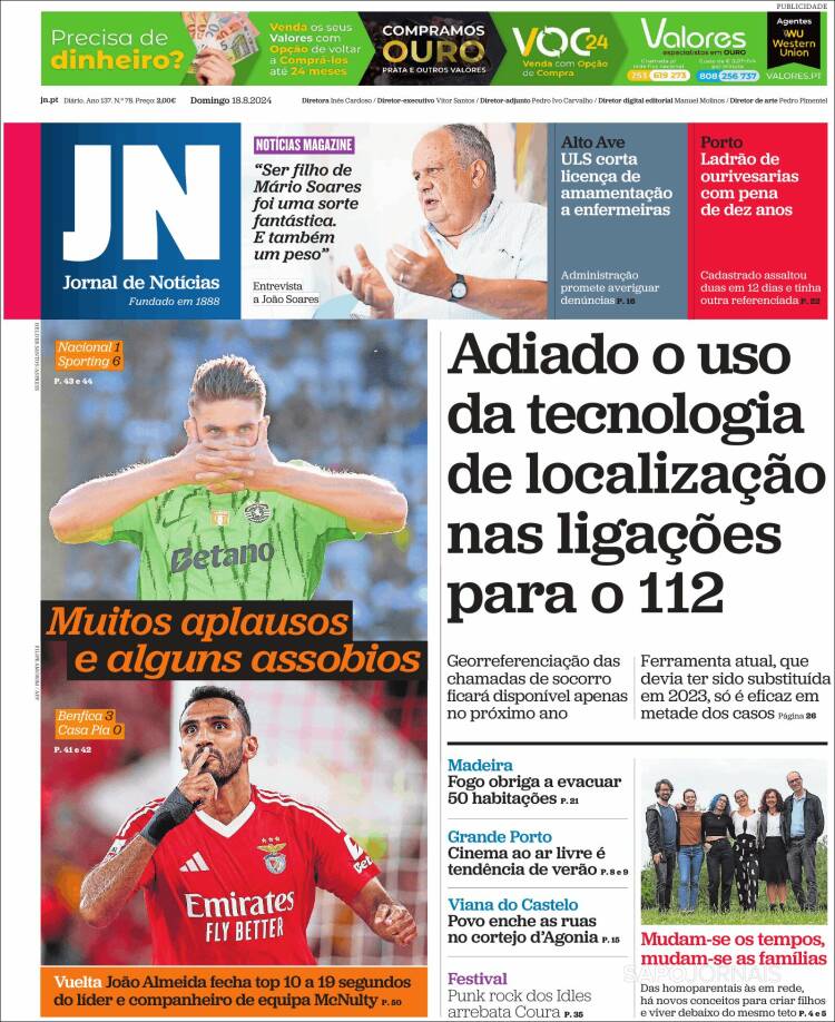 Portada de Jornal de Notícias (Portugal)