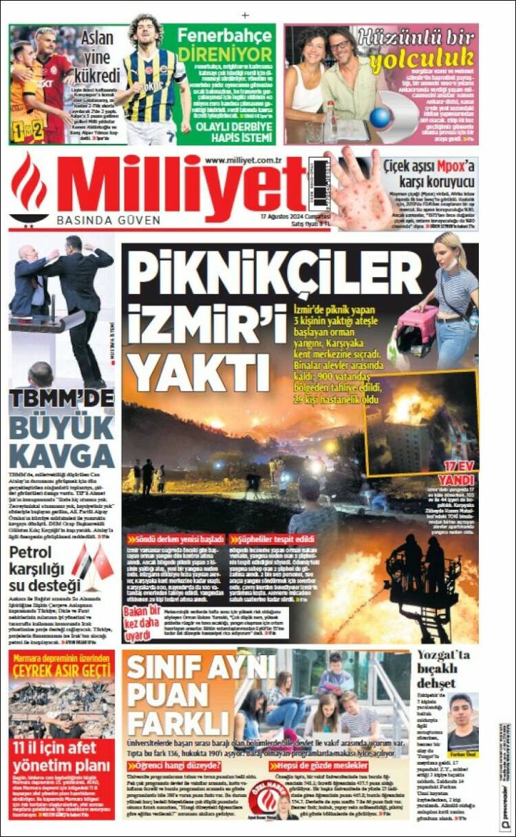 Portada de Milliyet (Turqu&iacute;a)