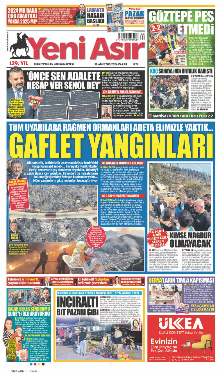 Portada de Yeni Asır (Turqu&iacute;a)