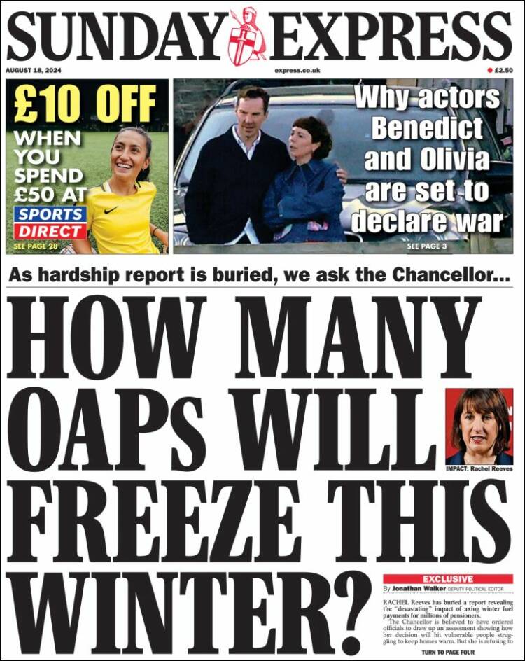 Portada de Daily Express (Reino Unido)