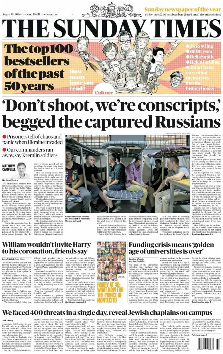 Portada de The Times (Reino Unido)