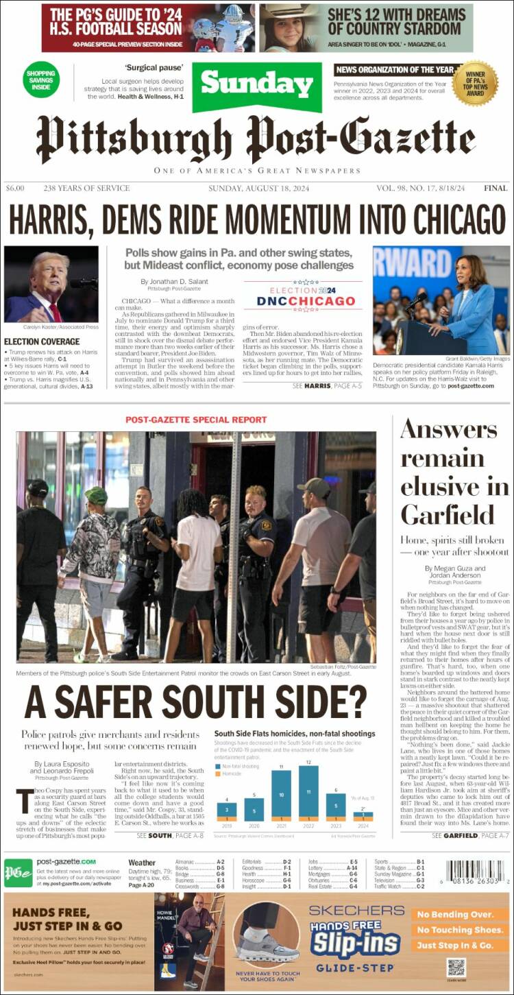 Portada de Pittsburgh Post-Gazette (USA)