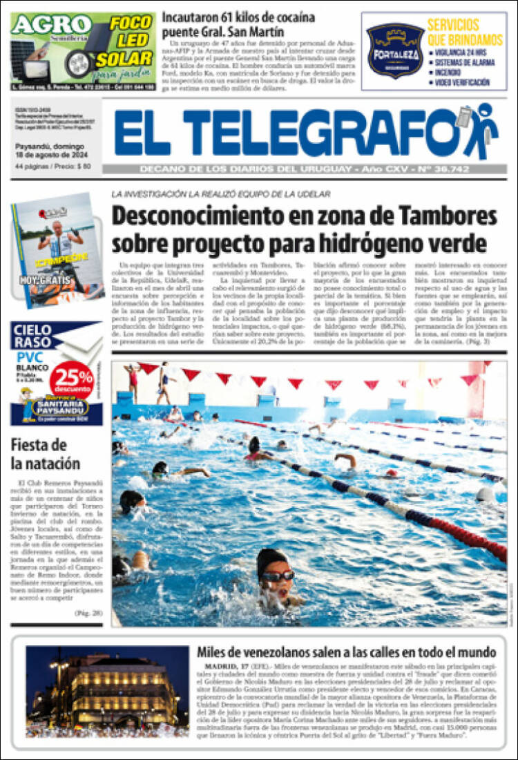 Portada de El Telégrafo (Uruguay)