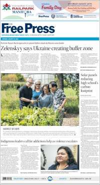Portada de Winnipeg Free Press (Canada)