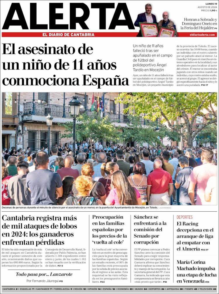 Portada de Alerta - El Diario de Cantabria (España)