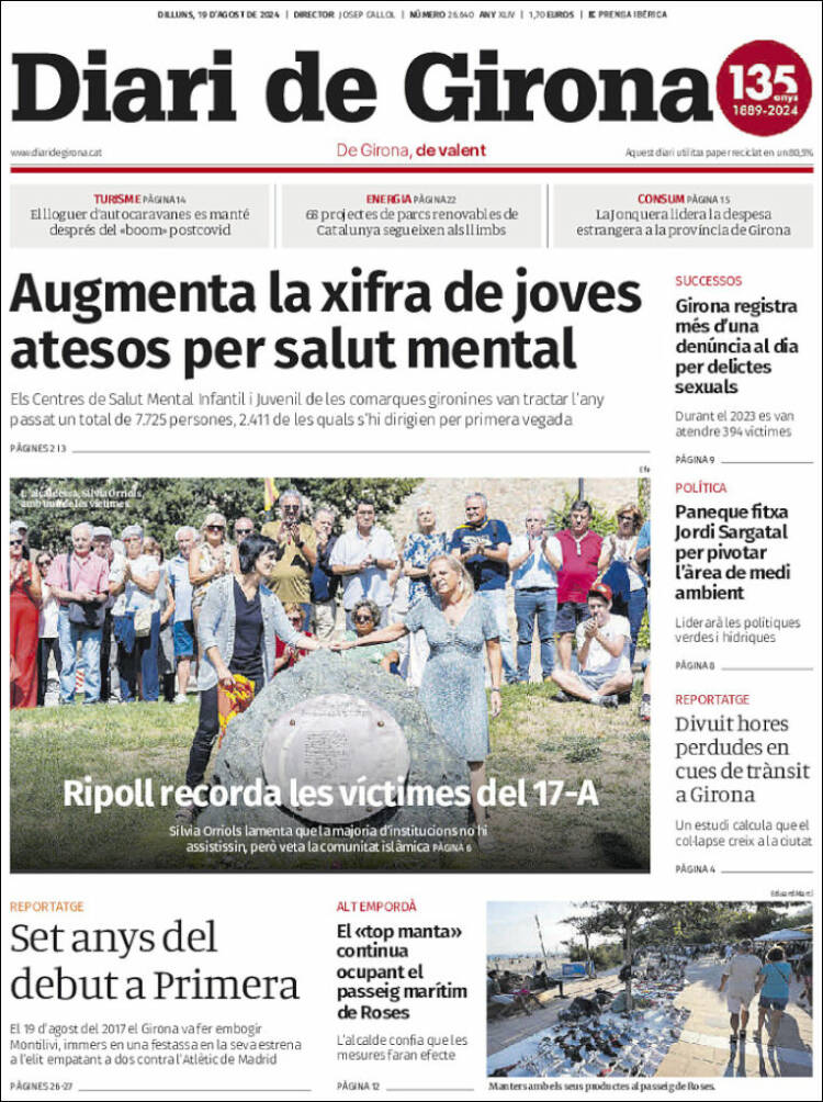Portada de Diari de Girona (España)