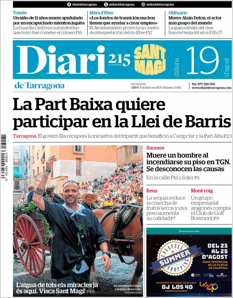 Portada de Diari de Tarragona (España)