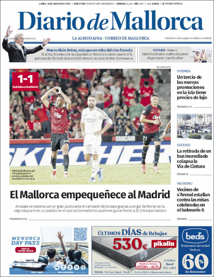 Portada de Diario de Mallorca (España)