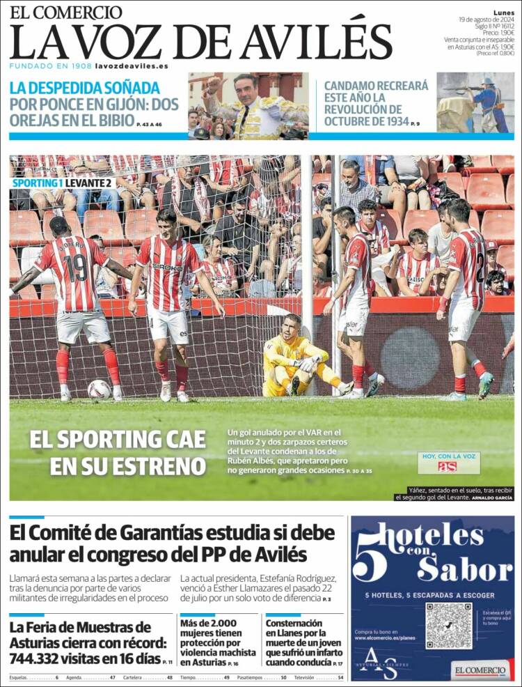 Portada de El Comercio - Avilés (España)