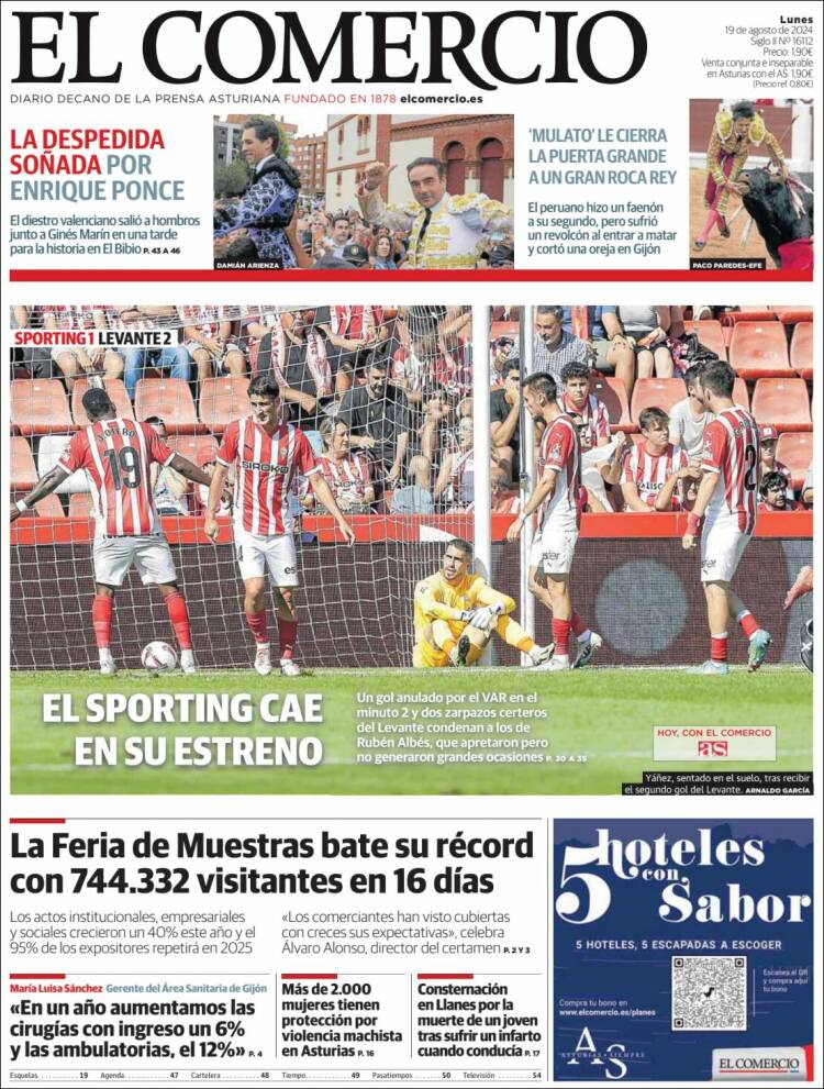Portada de El Comercio - Gijón (España)