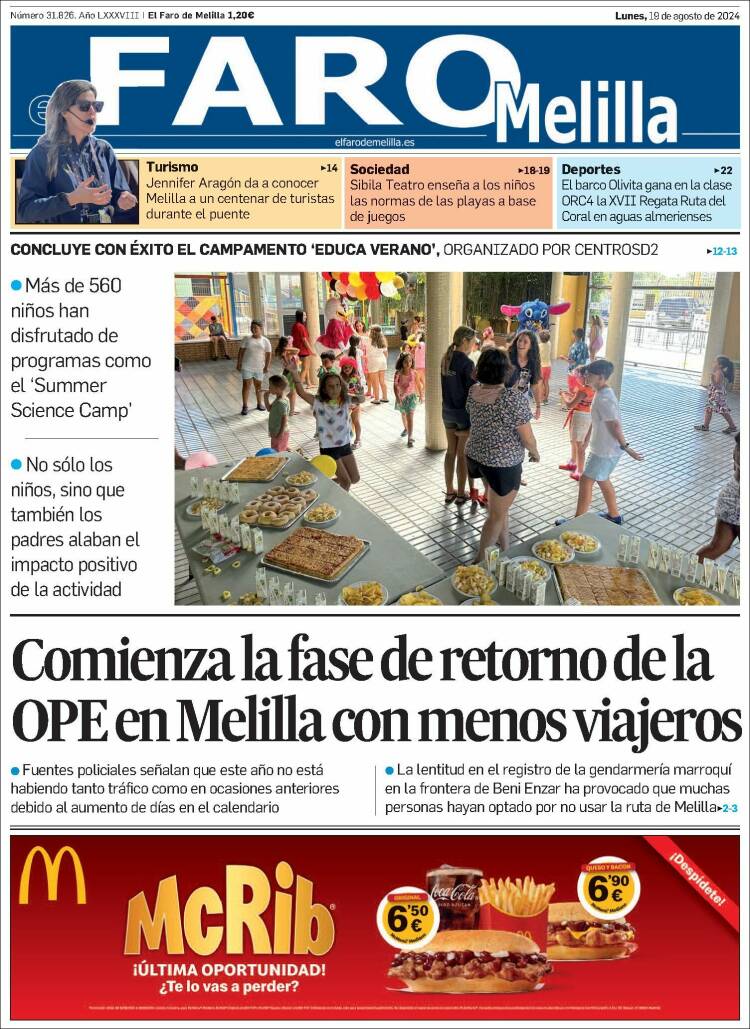 Portada de El Faro de Melilla (España)