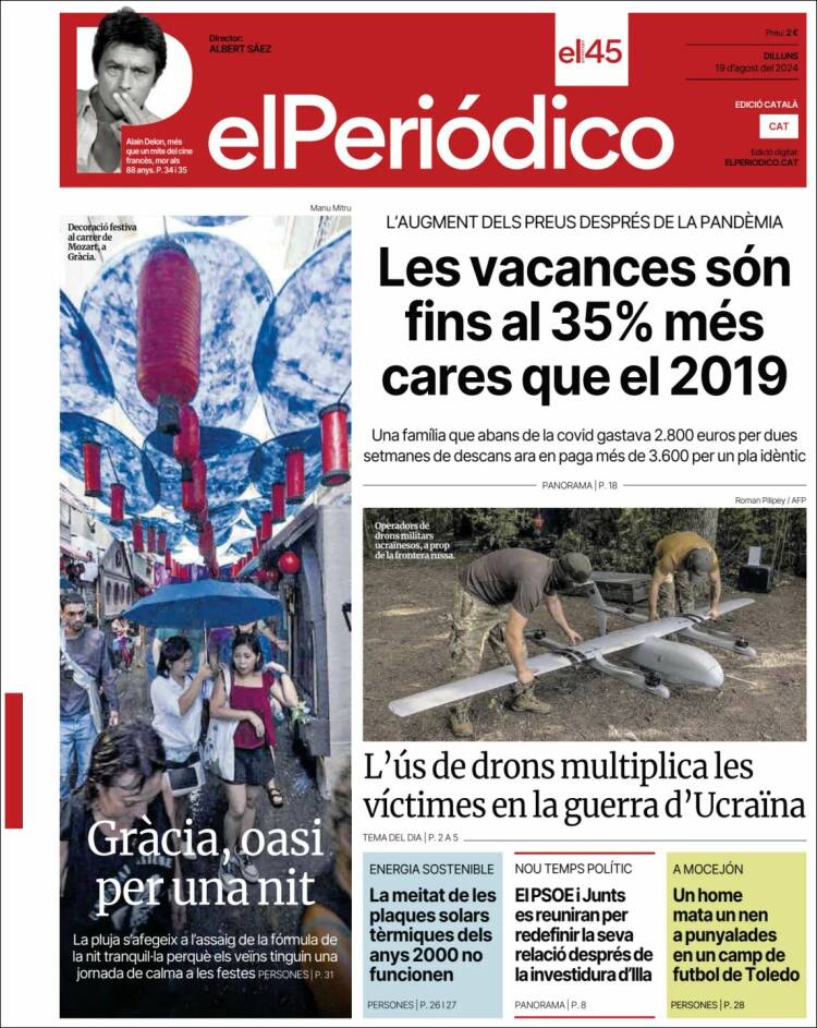 Portada de El Periódico de Catalunya (España)
