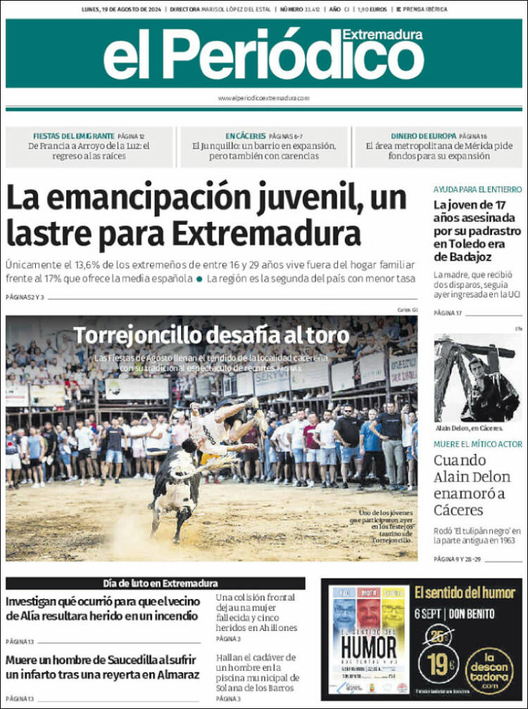 Portada de El Periódico de Extremadura (España)