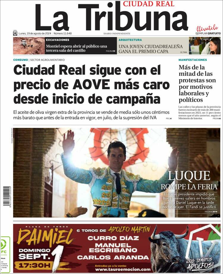 Portada de La Tribuna de Ciudad Real (España)
