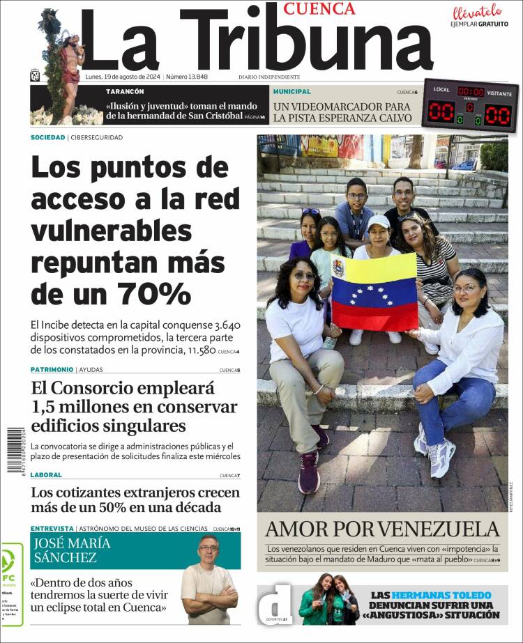 Portada de La Tribuna de Cuenca (España)
