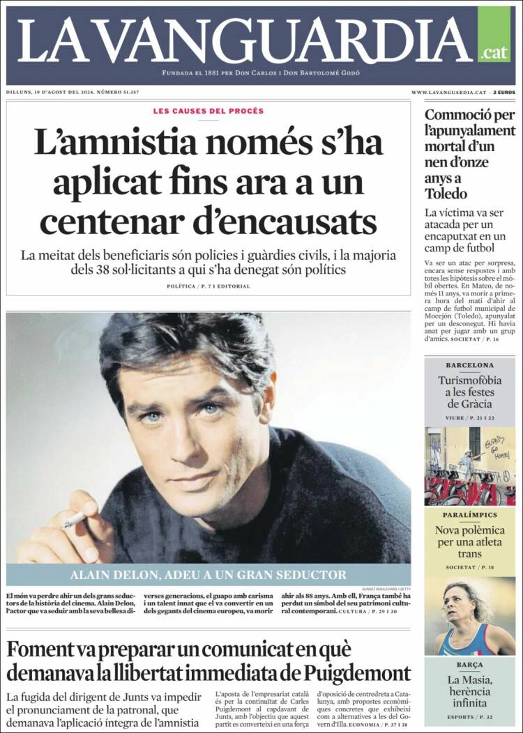 Portada de La Vanguardia (España)